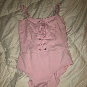 front lace up tank body suit